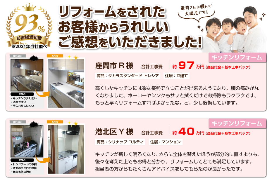 キッチンリフォームお客様の声